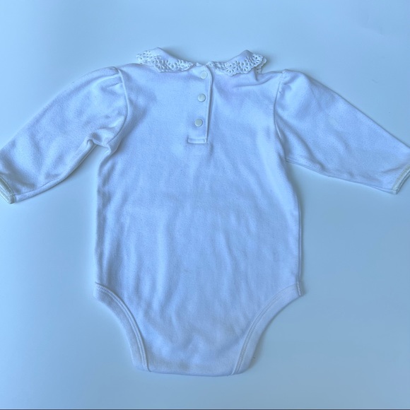 All Mine baby Girls long sleeve ivory bodysuit with eyelet collar /  6-9 M - Picture 5 of 9